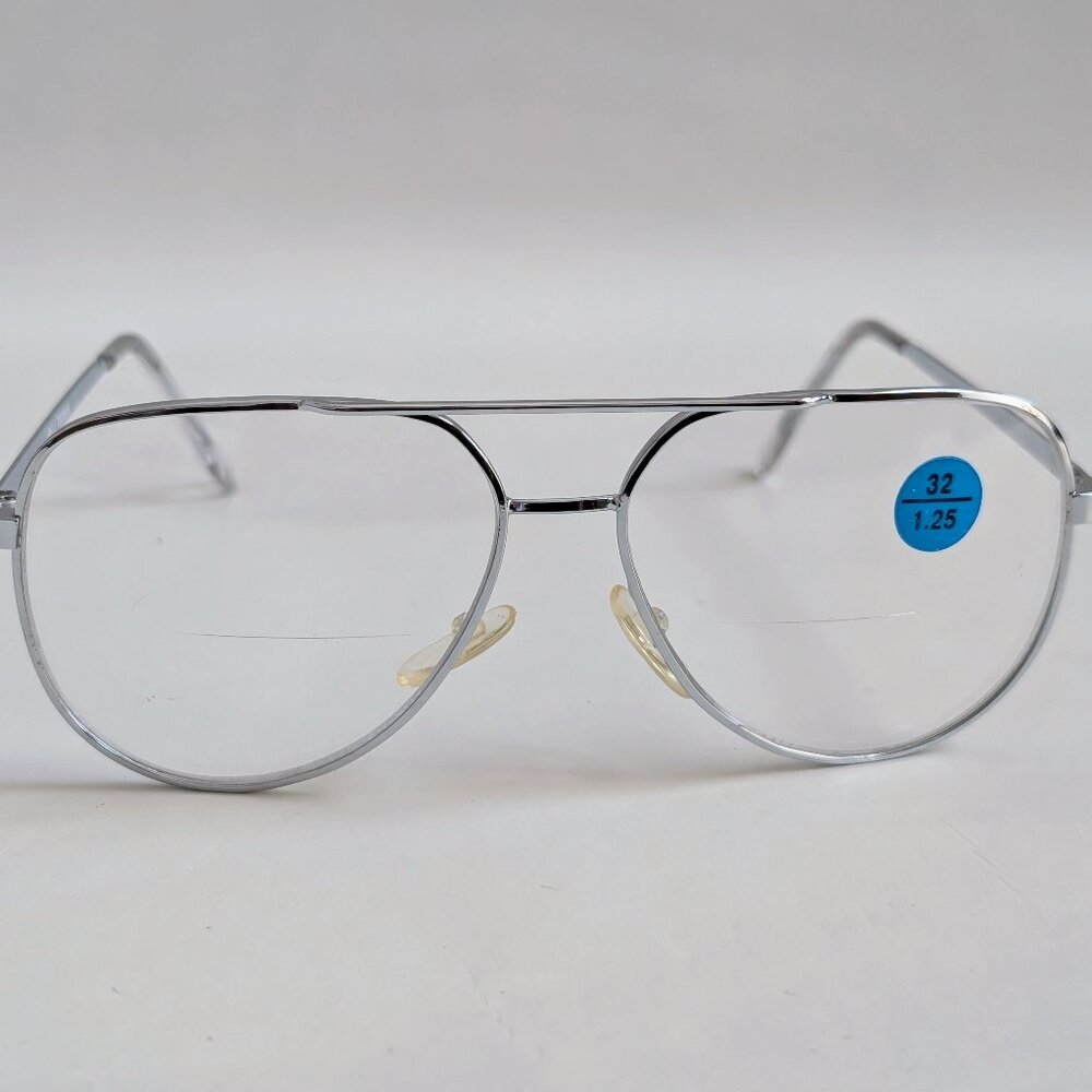 (NWT) Vintage 90's Aviator Metal Bi-Focal Reading Glasses +4.00